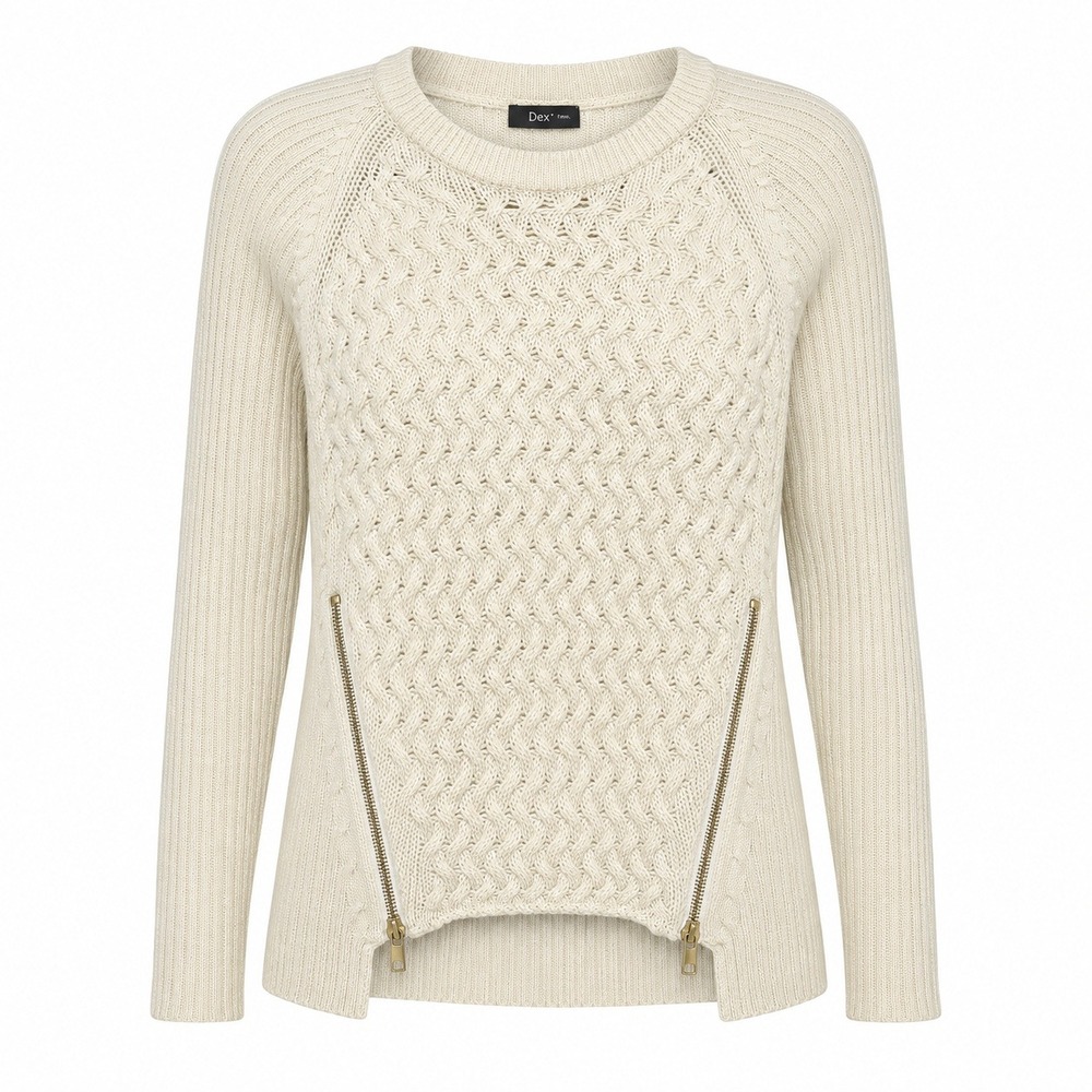 Dex Coquette Old Money Cable Knit Sweater Women Size XS Coastal Preppy Chic